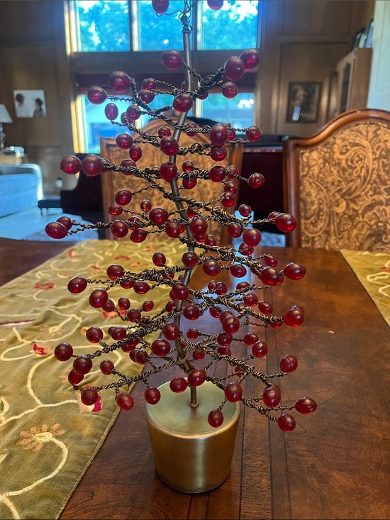 None Other - Red Berry Bronze Wire Tree Outstanding!  Made in India 🇮🇳